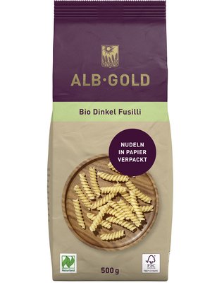 Paper packaging spelt fusilli