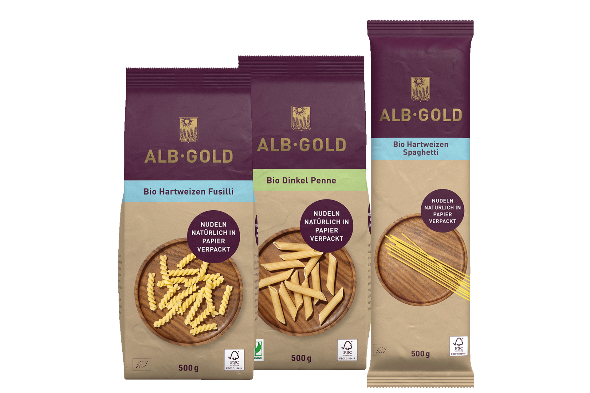 Composing Packshots ALB-GOLD paper packaging