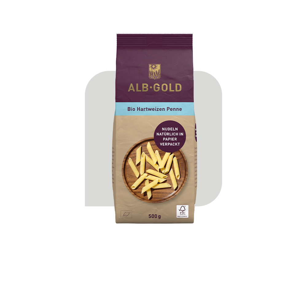 ALB-GOLD Bio Hartweizen Penne in Papierverpackung